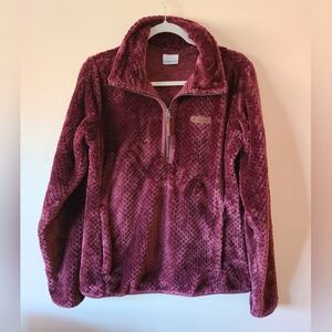Women's Columbia Burgundy Quarter Zip Sherpa Jacket